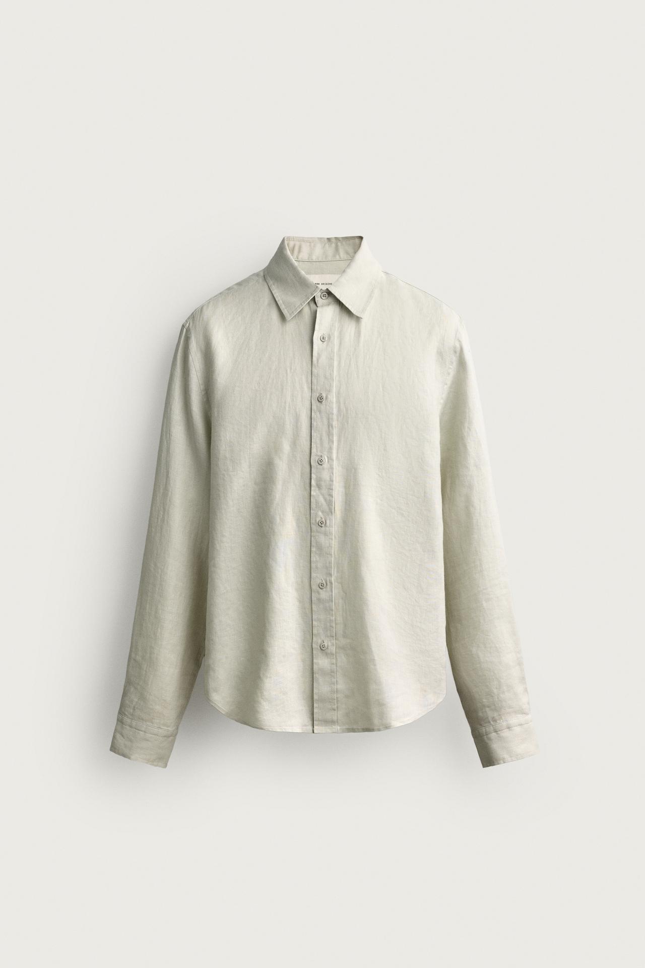100% LINEN REGULAR FIT SHIRT — Sand