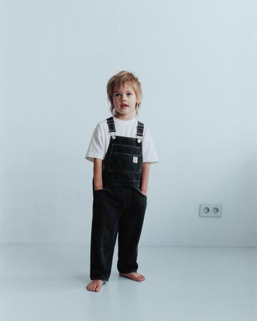 PETO DENIM ETIQUETA - Gris de Zara