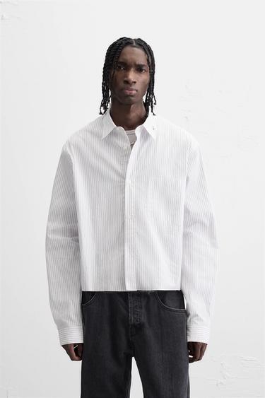 CAMISA CROPPED FIT PIERCING - rayas de Zara