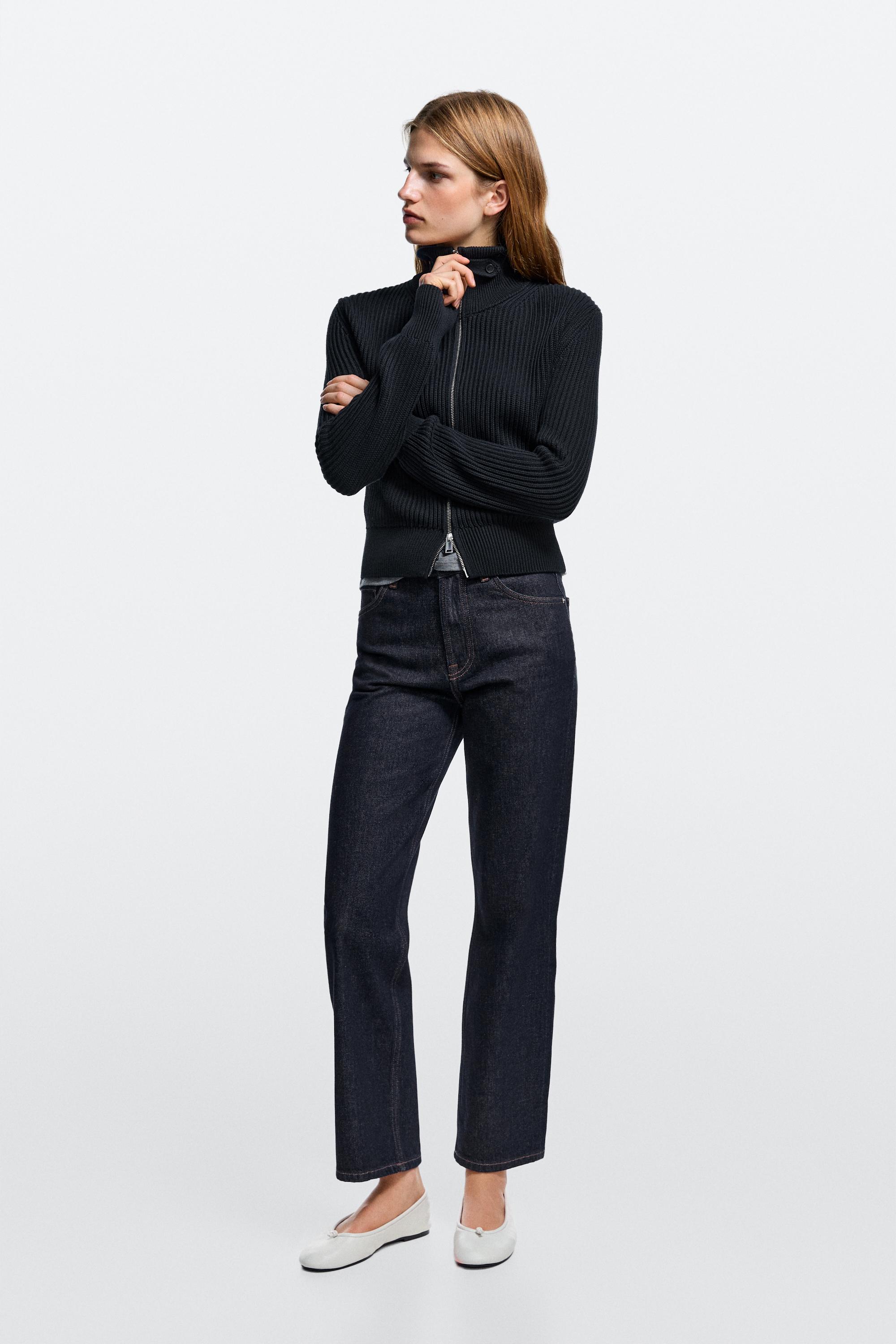 High-waist cropped straight-leg jeans — Blue