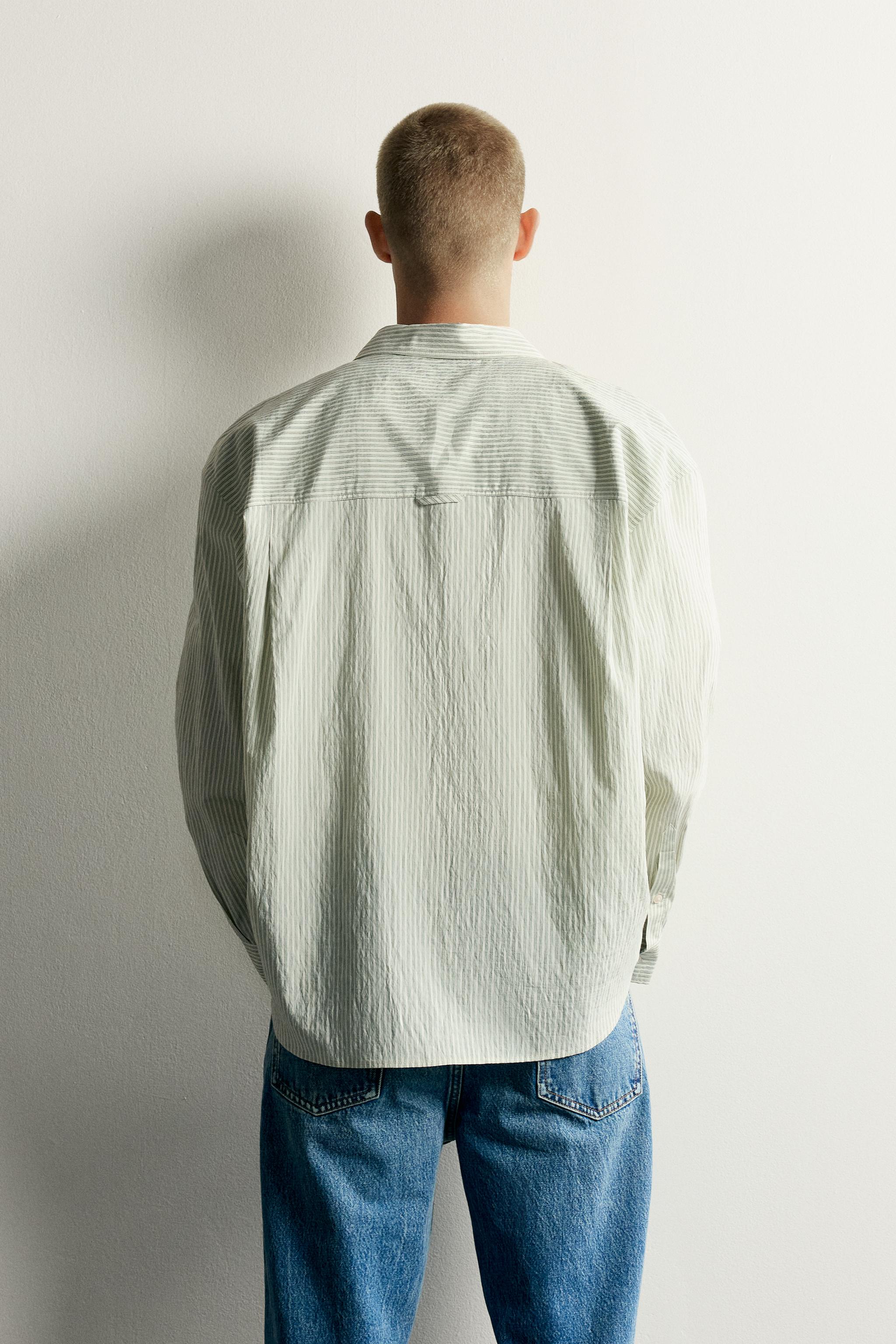 Мужские рубашки Zara STRIPED FLUID SHIRT — фото 3