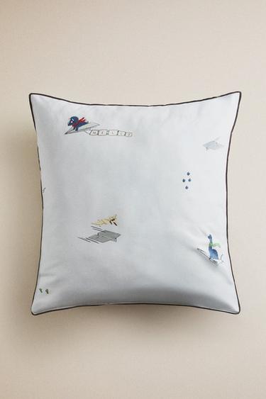 FUNDA DE ALMOHADA INFANTIL DINOSAURIOS - Azul claro de Zara