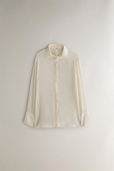 ZIJDE BLOUSE - Ecru van Zara
