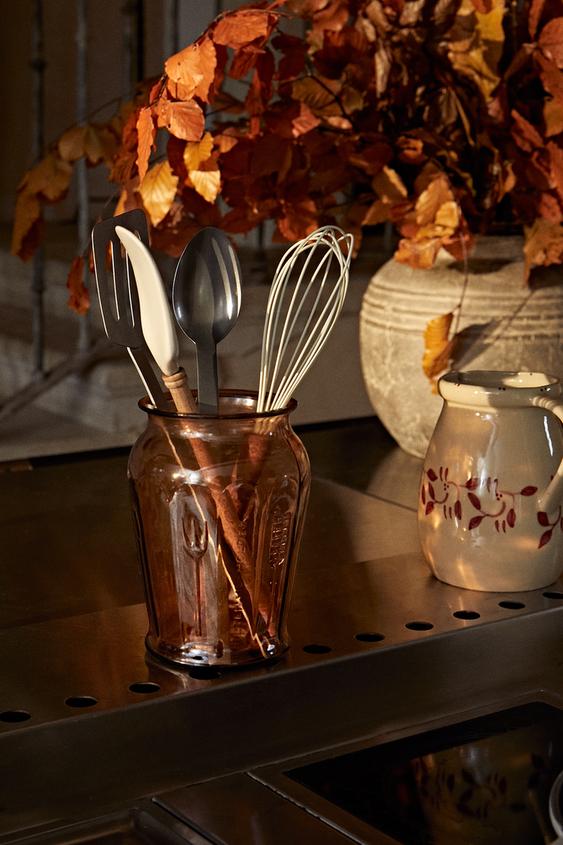 FACETED GLASS UTENSIL HOLDER Salmon ZARA United States