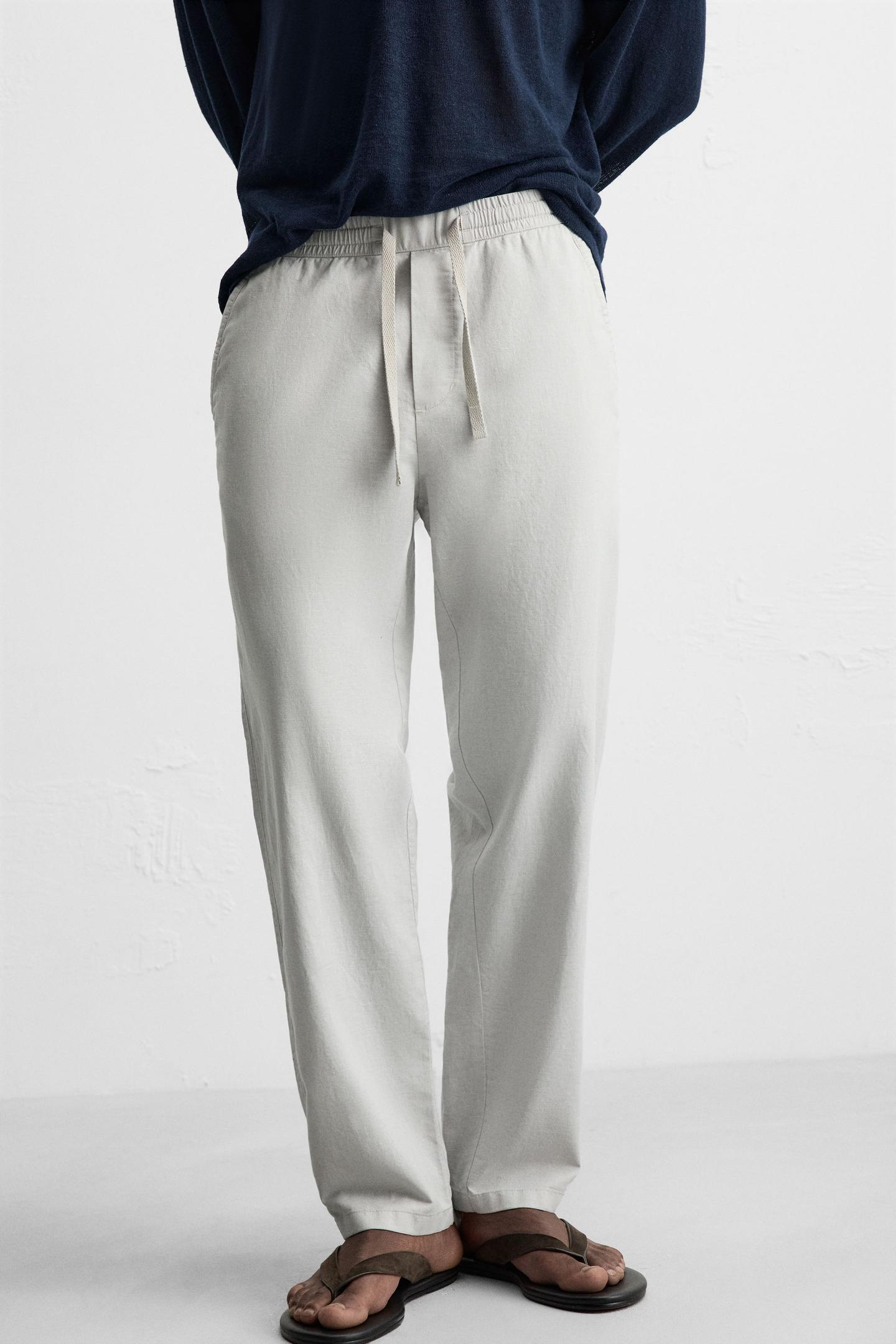 RELAXED FIT COTTON LINEN PANTS