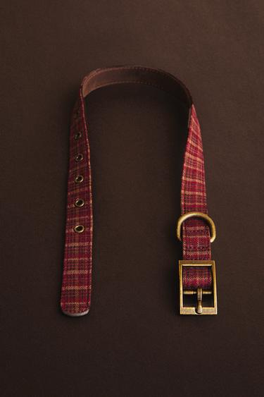 LEATHER CHRISTMAS DOG COLLAR - Burgundy by Zara