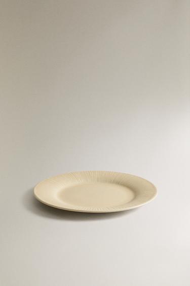 ASSIETTE À DESSERT GRÈS RAYÉE - Beige foncé de Zara - Image 1