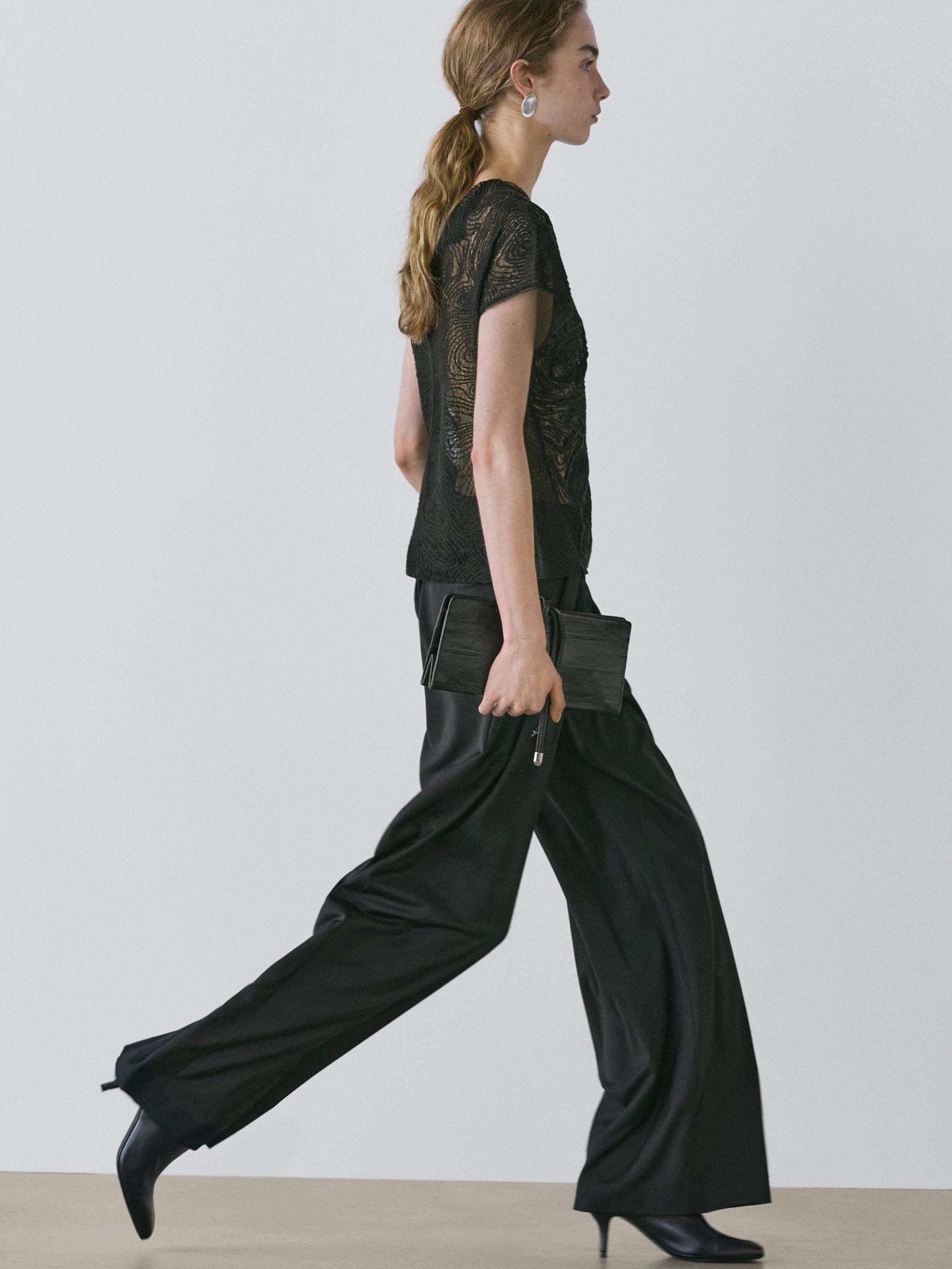 Semi-sheer embroidered top