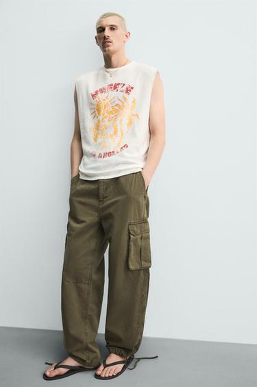 WASHED PRINTED KNIT TANK TOP - Oyster-white by Zara - Image 5