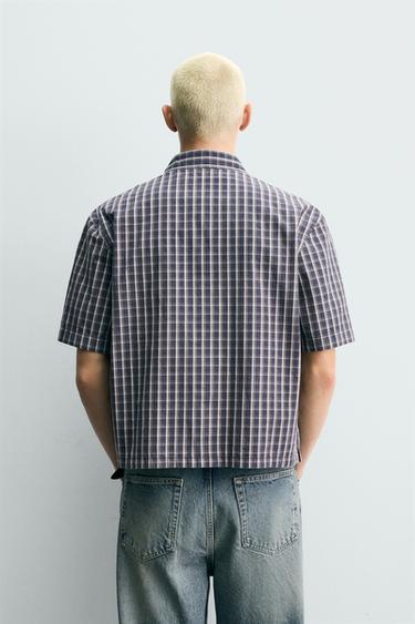 CHEMISE RELAXED FIT À CARREAUX - Bleu de Zara - Image 2