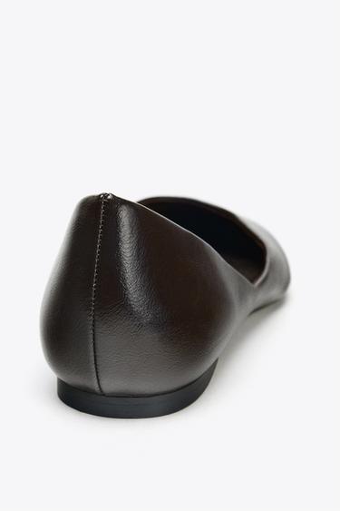POINTED FLAT SHOES - Chocolate Brown by Zara - Image 3