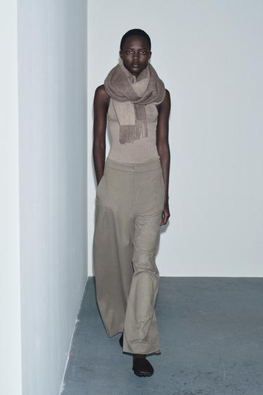 Zara ZW COLLECTION 人字紋燈籠褲 - 斑紋米色 - 圖片 0