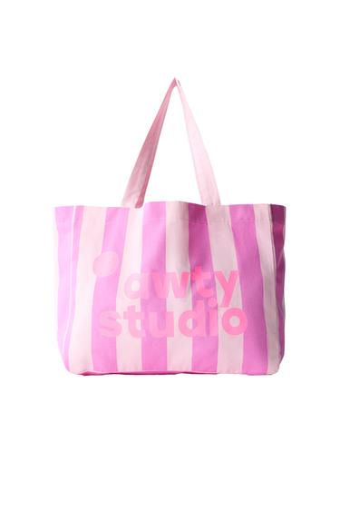 PRINTED AND TEXT TOTE BAG - Pink by Zara