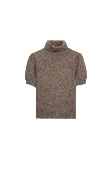 SHORT PUFF SLEEVE JUMPER - Brown / Taupe by Zara
