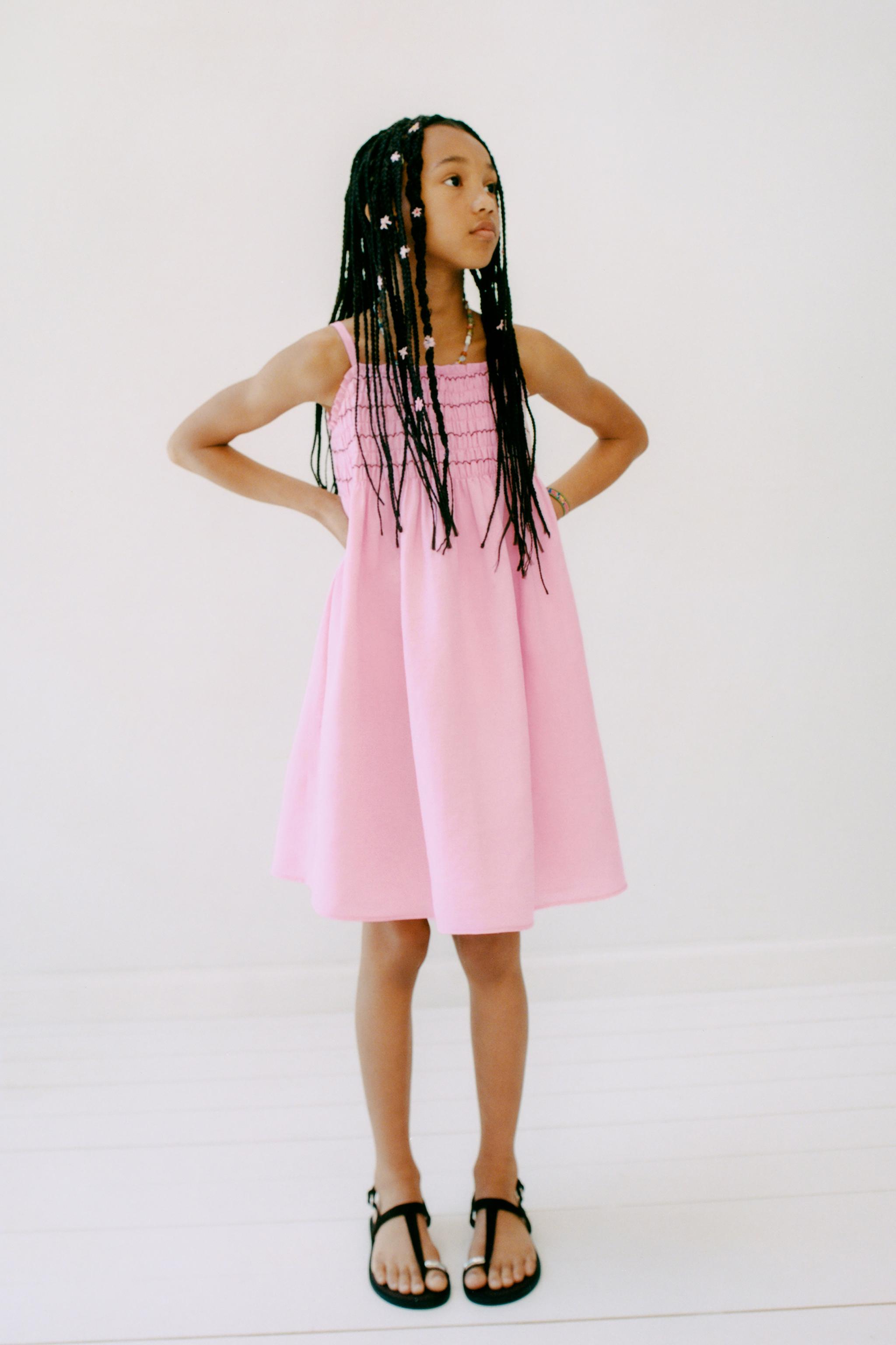 SMOCKED LINEN DRESS