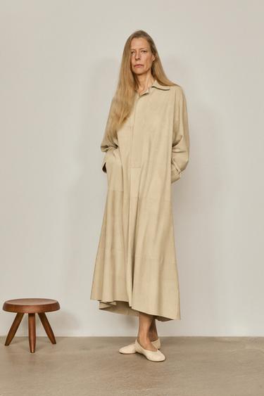 Zara Suede leather tunic - LIMITED EDITION - Ecru / Khaki - Image 0