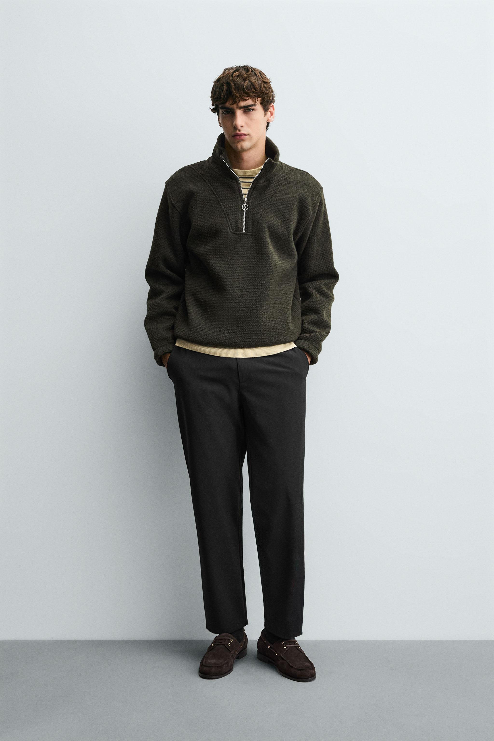COMFORT TEXTURED TROUSERS - Navy blue | ZARA South Africa