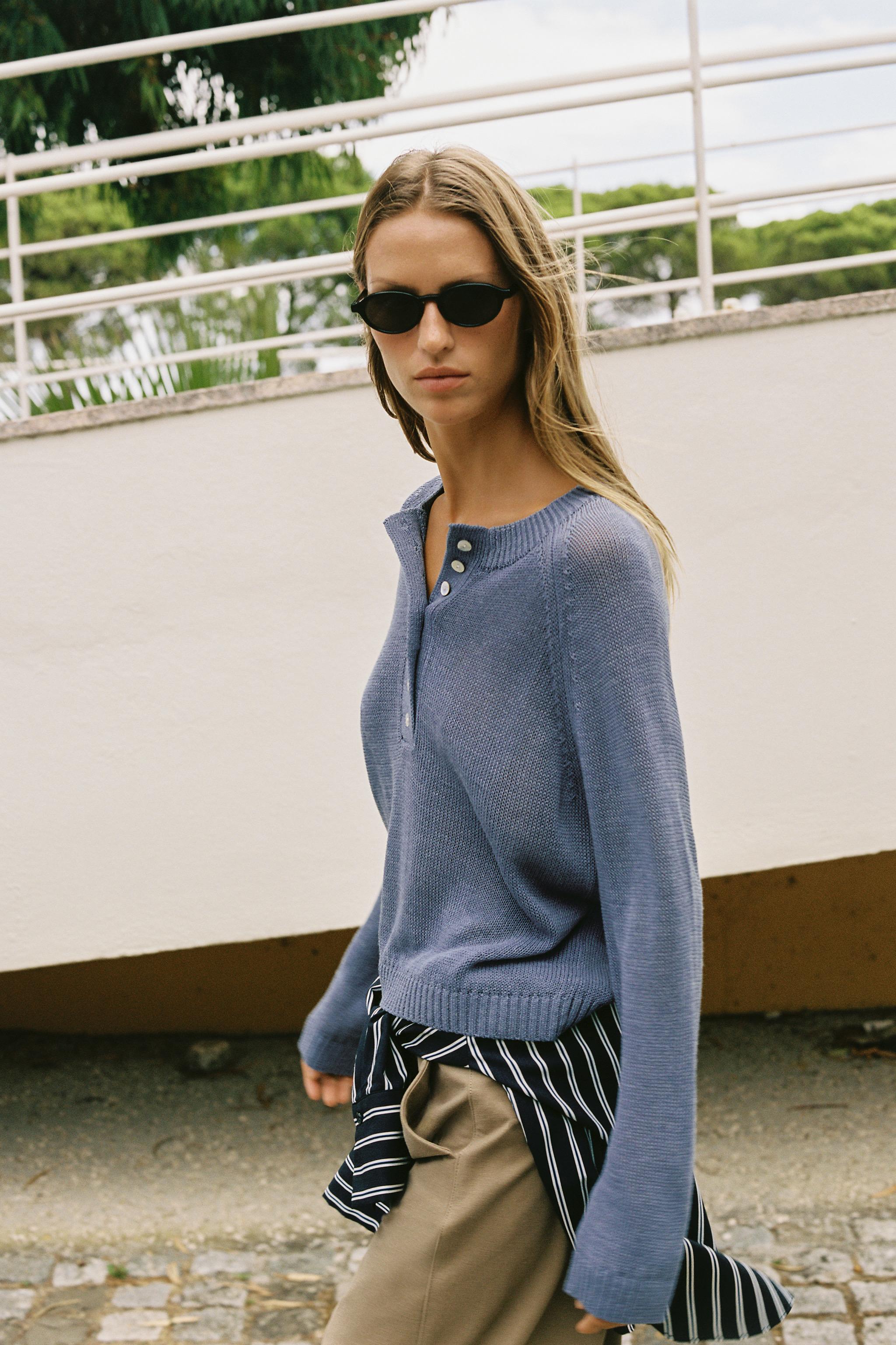 Женские свитеры Zara KNIT BUTTON-UP JUMPER — фото 5