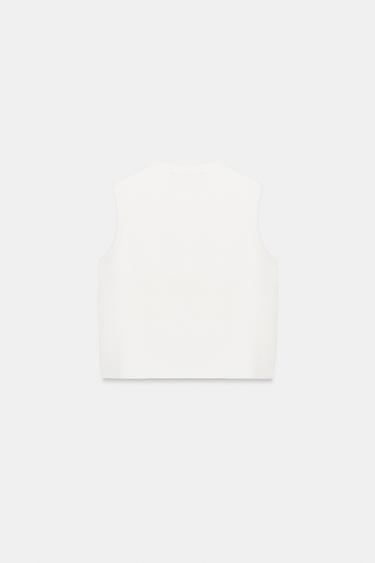 BUTTONED WAISTCOAT TOP - White by Zara - Image 7