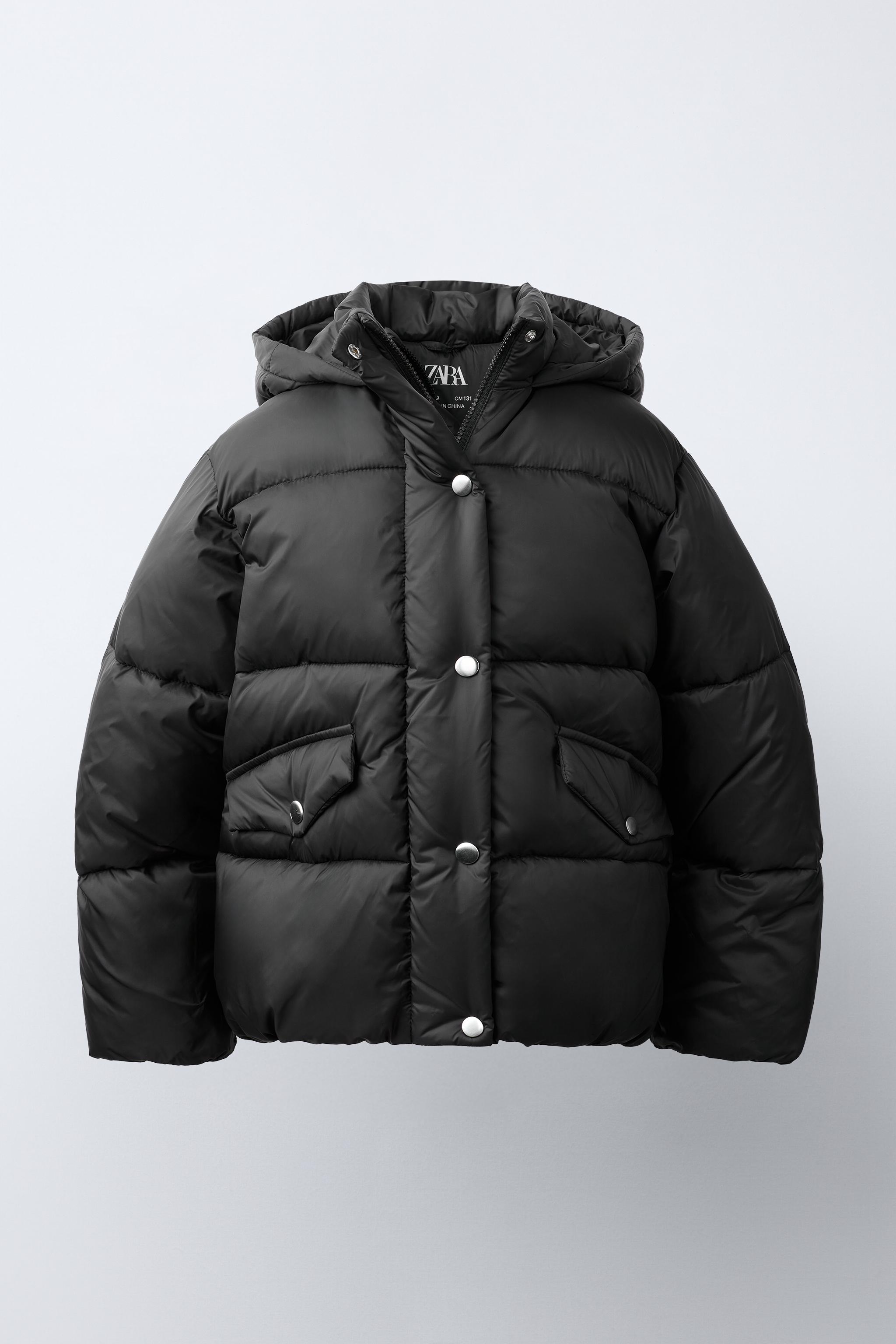 WATER-REPELLENT HOODIE PADDED JACKET — Black