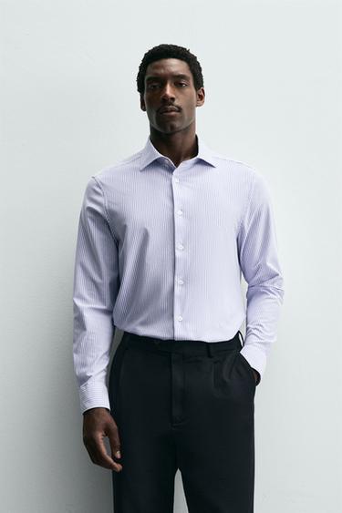 REGULAR FIT SHIRT - Blue/White by Zara