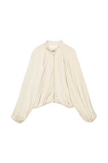 SATIN-FINISH ZIP JACKET - Beige by Zara