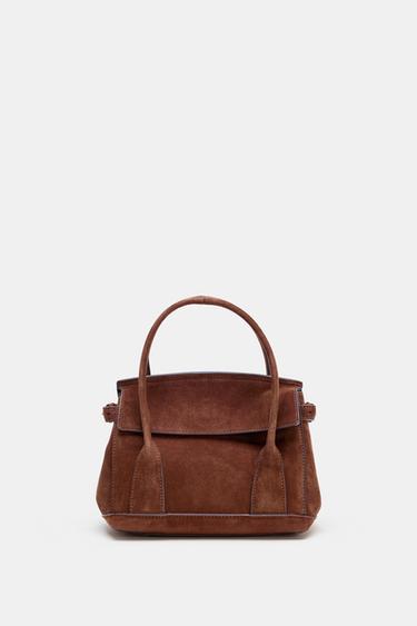 LEATHER MINI CITY BAG - Chocolate by Zara