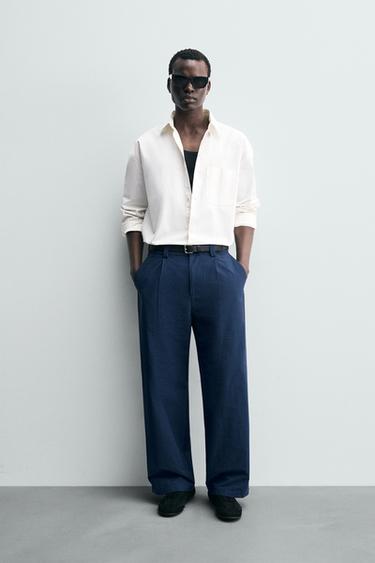 PANTALONI RELAX FIT CON PIEGHE - Blu  / Indaco di Zara - Immagine 0