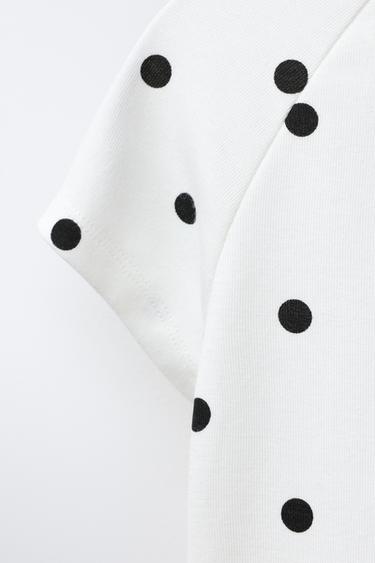 POLKA DOT T-SHIRT WITH MODAL - White by Zara - Image 3