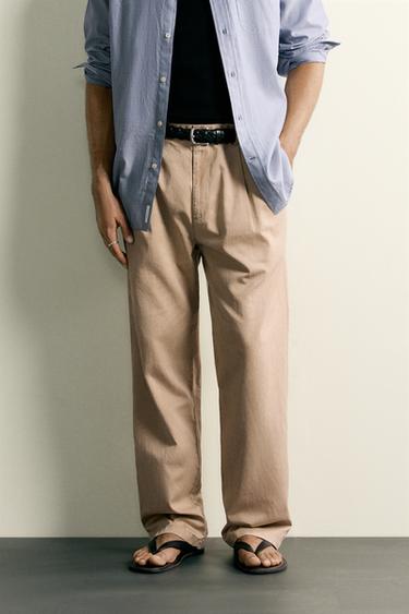 PANTALÓN CHINO RELAXED FIT PLIEGUES - Beige de Zara