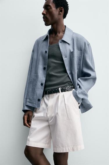 BERMUDA RELAXED FIT À PLIS - Blanc de Zara - Image 5