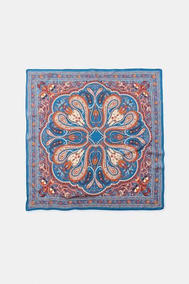 PAISLEY PRINT SILK SCARF - Blue by Zara - Image 0