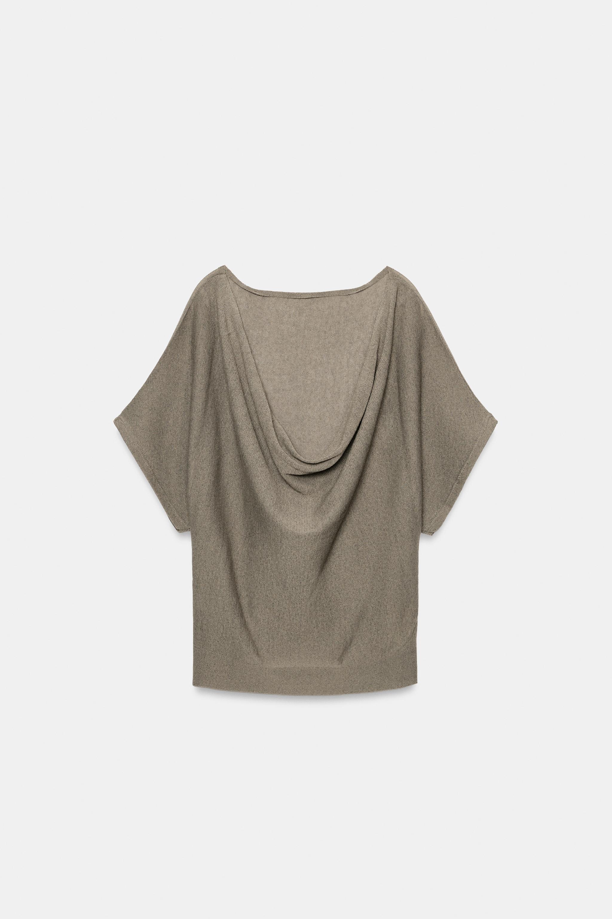 Zara SIRTI DRAPELİ TRİKO TOP görsel 7