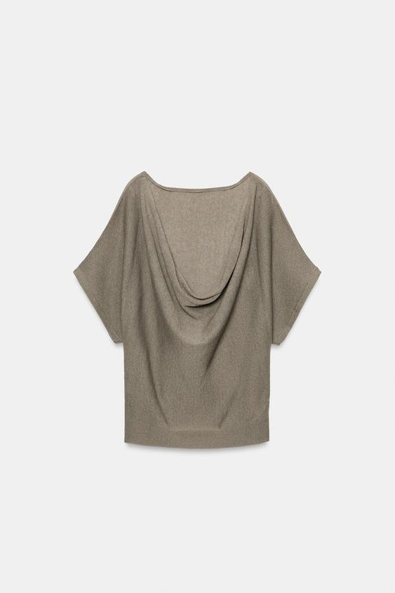 TOP EN MAILLE À DÉCOLLETÉ FLUIDE DANS LE DOS - Gris taupe de Zara - Image 6