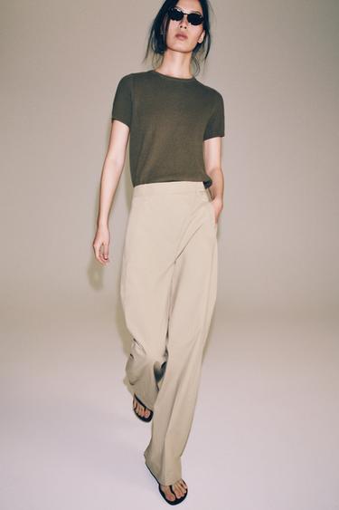 ZW COLLECTION POPLIN TROUSERS - Mink by Zara