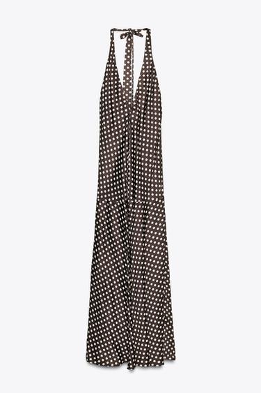 ZW COLLECTION HALTER POLKA DOT DRESS - Brown by Zara - Image 7