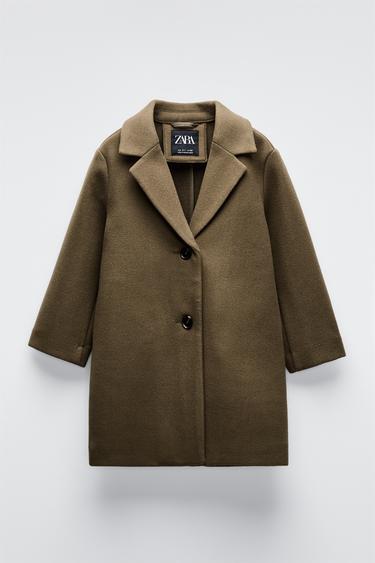 Zara FELT TEXTURE COAT - Dark olive