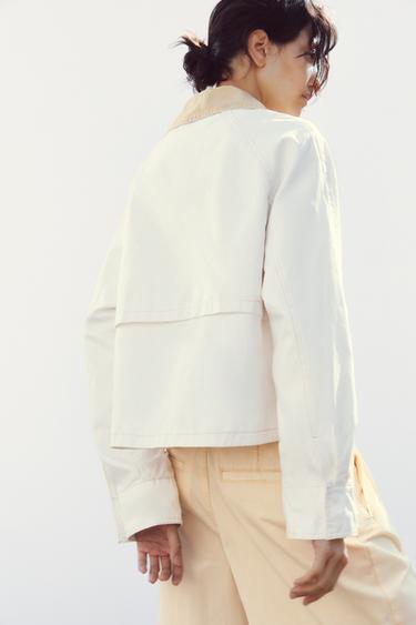 VESTE CIRÉE AVEC COL EN CONTRASTE - Blanc cassé de Zara - Image 4