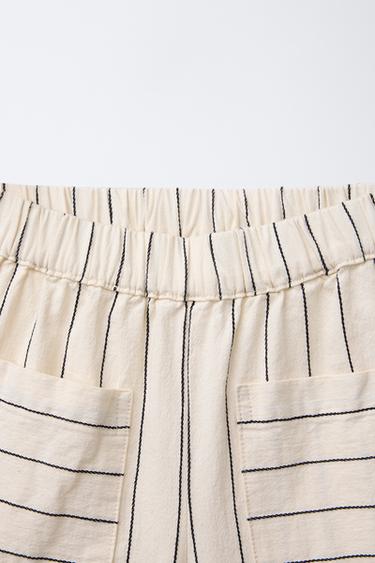 PANTALON BAGGY À RAYURES - Écru / Noir de Zara - Image 2
