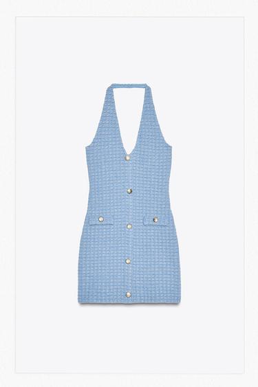 VESTIDO HALTER STRETCH - Azul vigoré de Zara