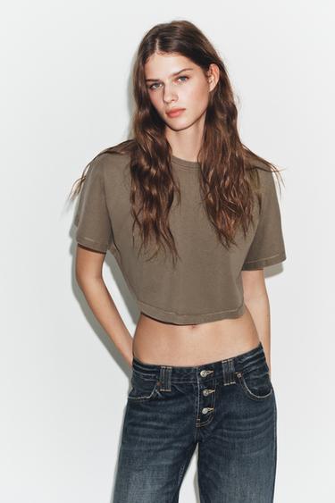 TOP CAPA EFECTO LAVADO - Marrón de Zara