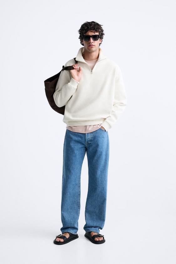 QUARTER ZIP SWEATSHIRT - Oyster-white | ZARA United States