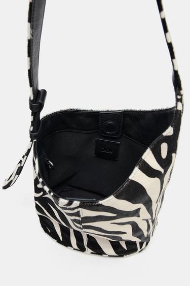 ASYMMETRIC SOFT LEATHER MINI BUCKET BAG - Zebra by Zara - Image 5