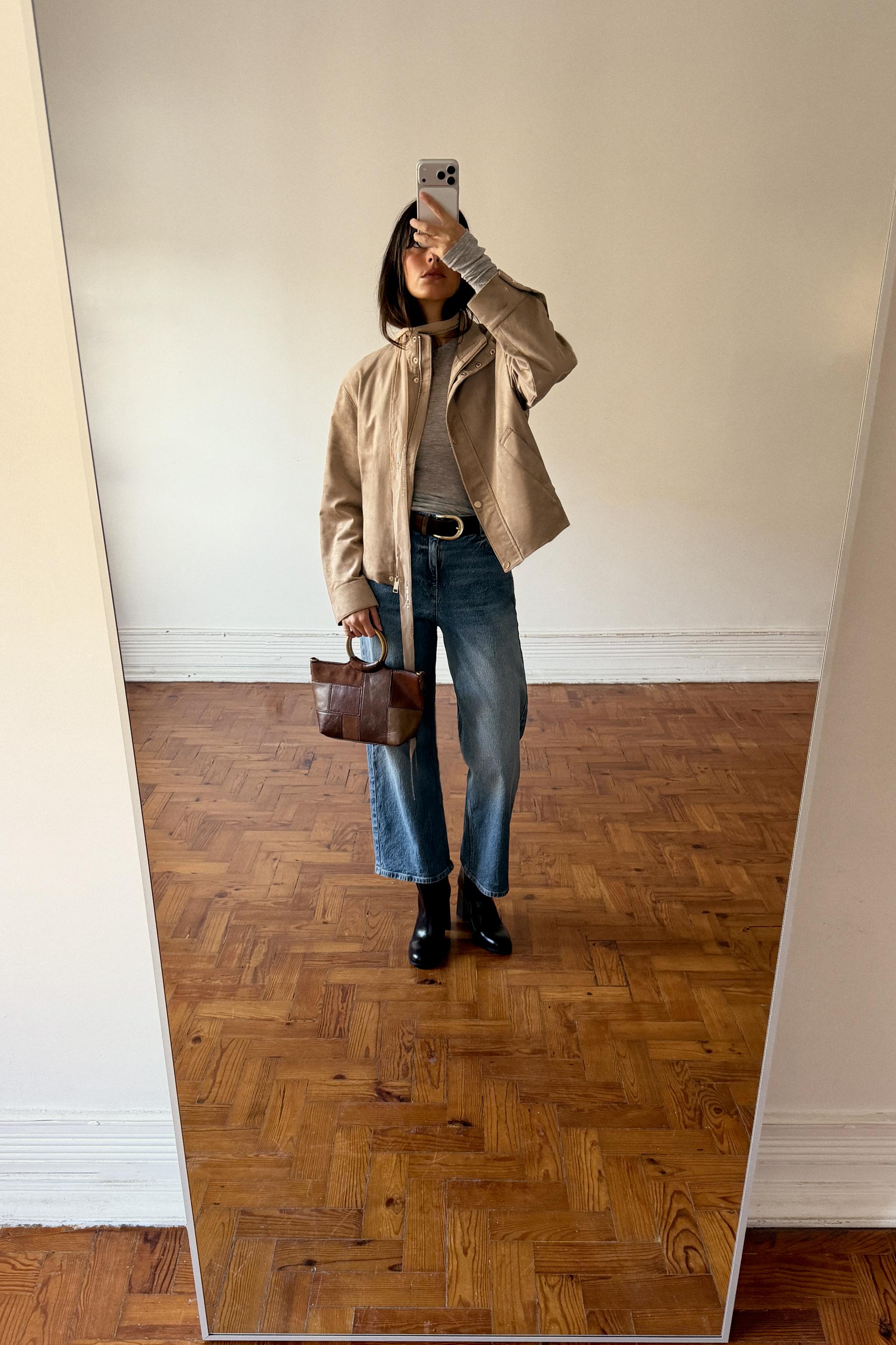 PATCHWORK RIGID HANDLE MINI BUCKET BAG