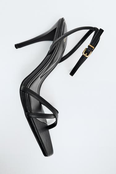 CROSSOVER STRAP HEELED SANDALS - Black by Zara