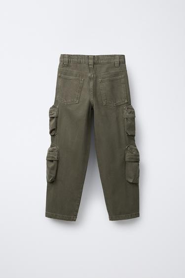 Zara WIDE LEG MULTICARGO PANTS - Khaki