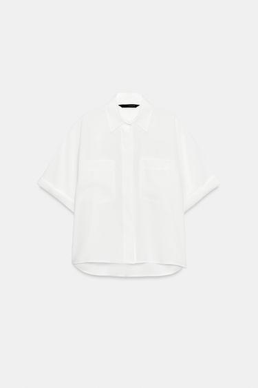 SHORT SLEEVE SHIRT WITH POCKETS - White by Zara - Image 0