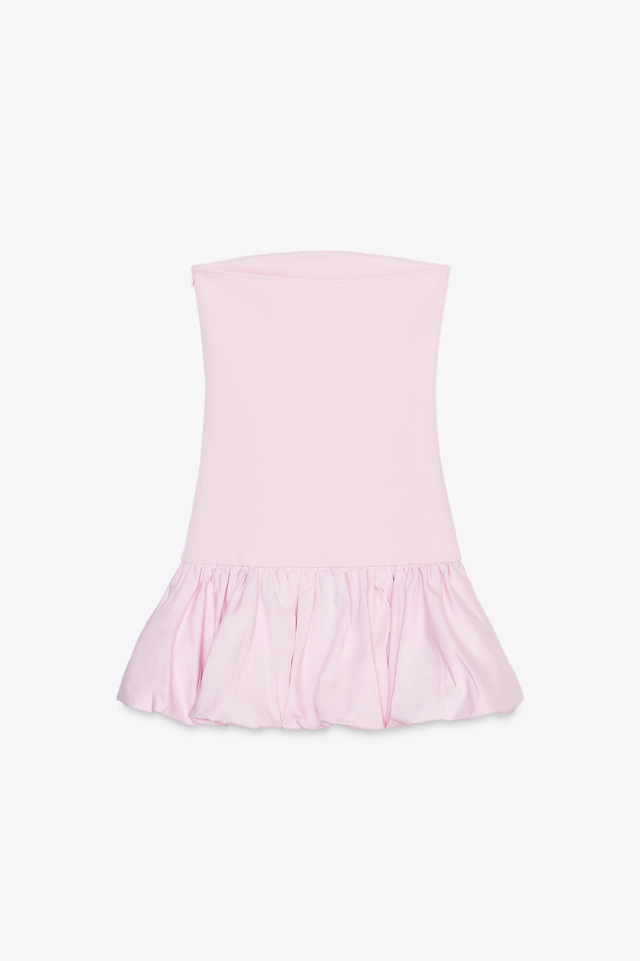 BALLOON STRAIGHT NECK MINI DRESS - Pink | ZARA United States
