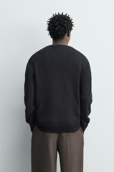 PULL REGULAR FIT EN COTON - Bleu marine foncé de Zara - Image 2