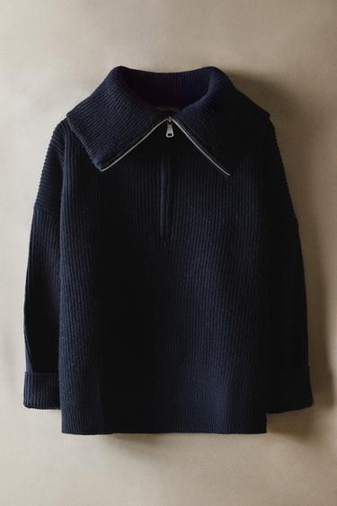 WOOL SWEATER WITH ZIPPER — Blue 1